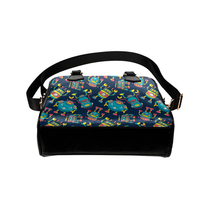 Robot Pattern Print Design A05 Shoulder Handbag