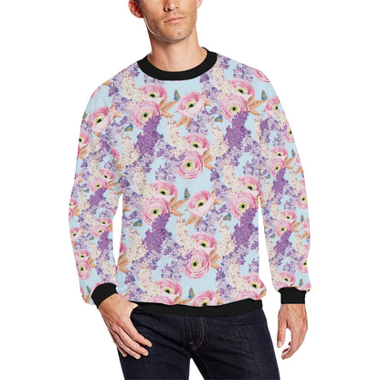 Lilac Pattern Print Design LI03 Men Long Sleeve Sweatshirt