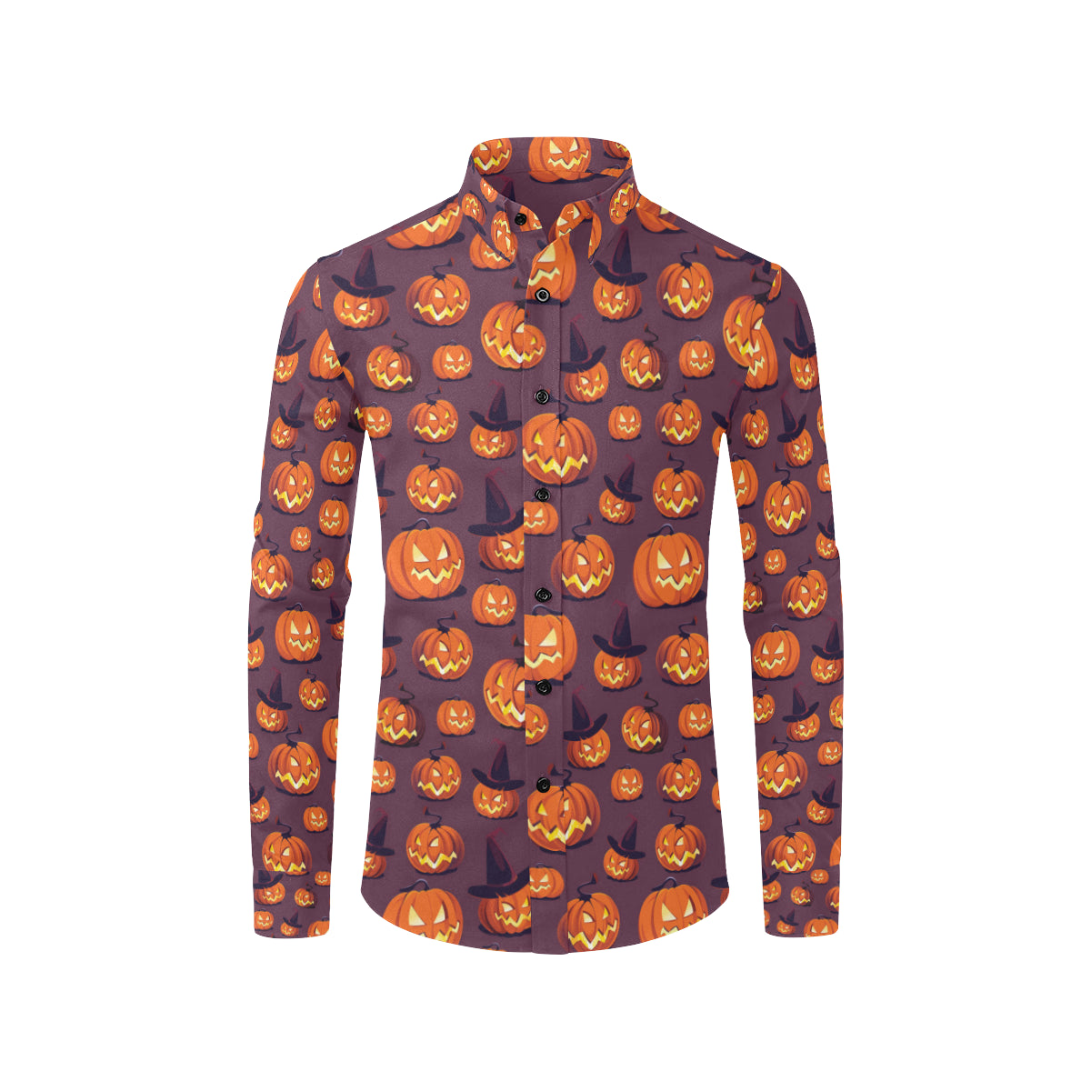 Halloween Pumpkin Pattern Print Design 03 Men's Long Sleeve Shirt