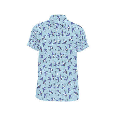 Swallow Bird Pattern Print Design 06 Men's Short Sleeve Button Up Shirt