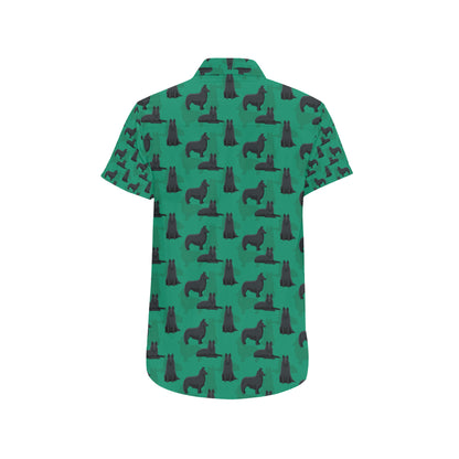 Belgian Sheepdog Pattern Print Design 01 Men's Short Sleeve Button Up Shirt
