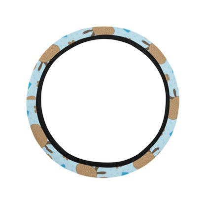 Capybara Pattern Print Design 01 Steering Wheel Cover with Elastic Edge