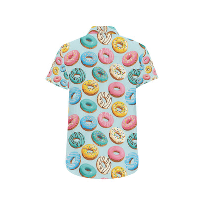 Donut Pattern Print Design DN05 Men's Short Sleeve Button Up Shirt