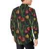 Tulip Embroidered Pattern Print Design TP01 Men's Long Sleeve Shirt