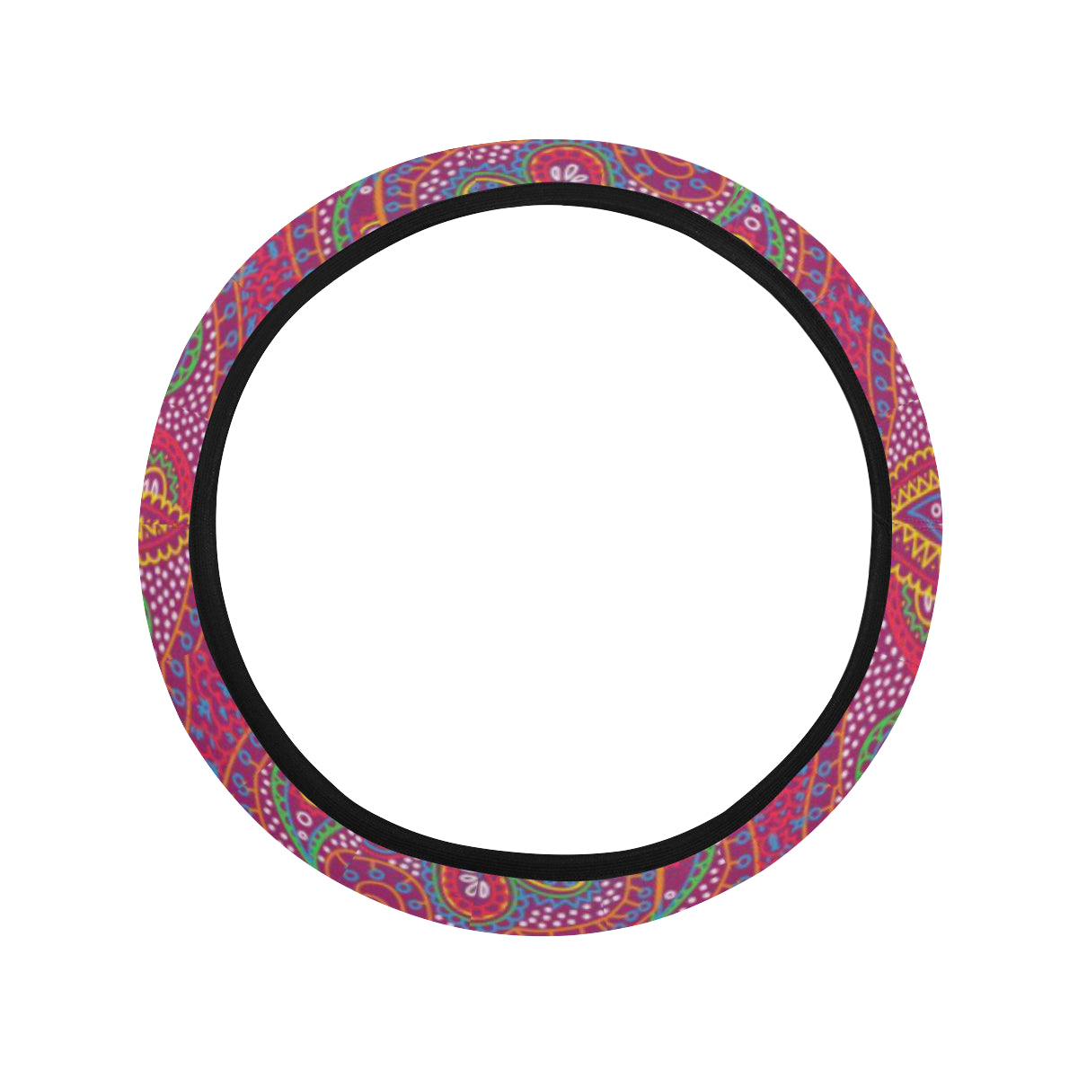 Boho Pattern Print Design 02 Steering Wheel Cover with Elastic Edge