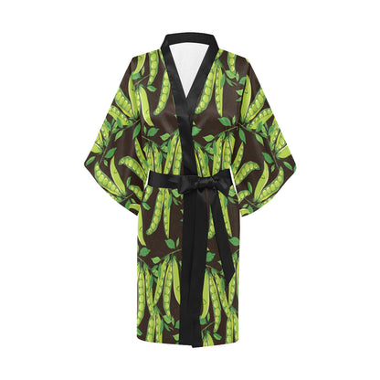 Peas Pattern Print Design A03 Women's Short Kimono