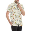 Bird Watercolor Design Pattern Men's Short Sleeve Button Up Shirt