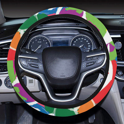 Peace Sign Colorful Pattern Print Design A02 Steering Wheel Cover with Elastic Edge