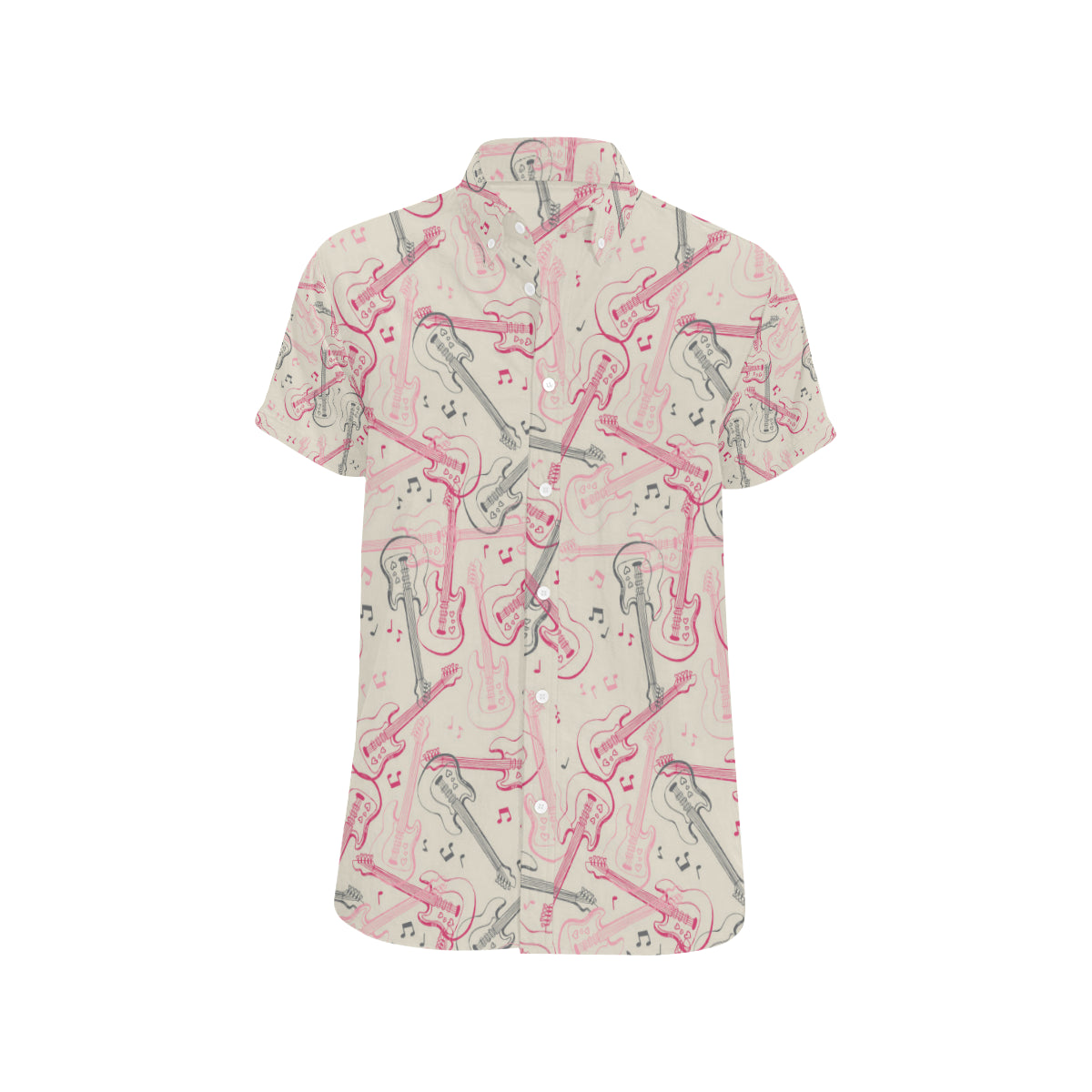 Bass Guitar Pattern Print Design 02 Men's Short Sleeve Button Up Shirt
