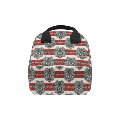 Native Indian Wolf Insulated Lunch Bag
