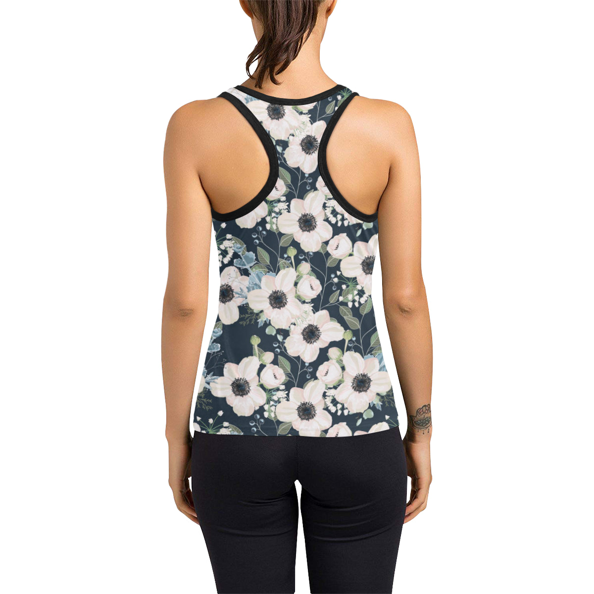Anemone Pattern Print Design AM02 Women's Racerback Tank Top