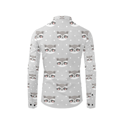 Raccoon Pattern Print Design A04 Men's Long Sleeve Shirt