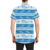 Dolphin Tribal Print Pattern Men's Short Sleeve Button Up Shirt