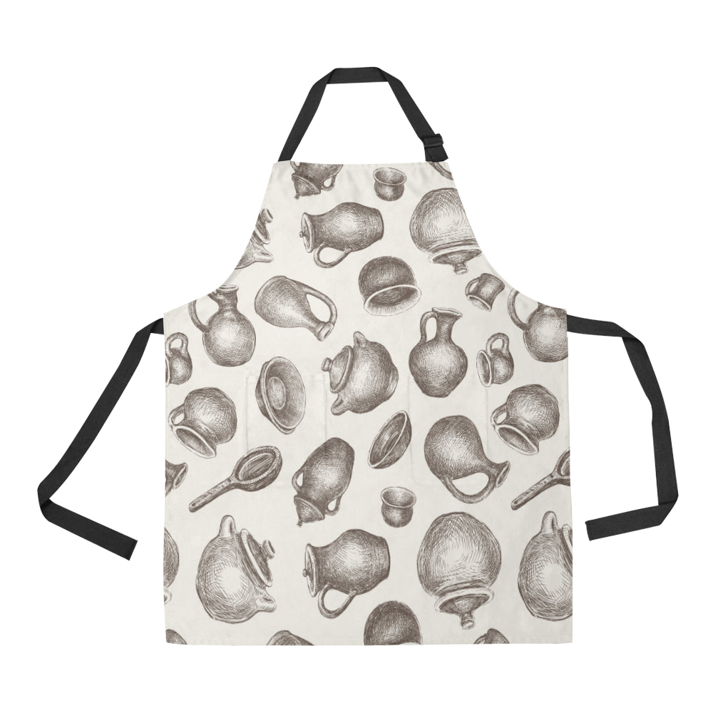 Pottery Pattern Print Design A01 Apron with Pocket