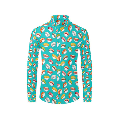 Sushi Themed Print Men's Long Sleeve Shirt