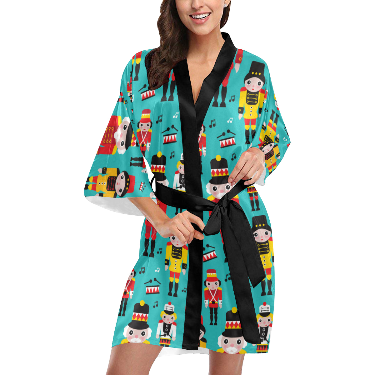 Nutcracker Pattern Print Design A03 Women's Short Kimono