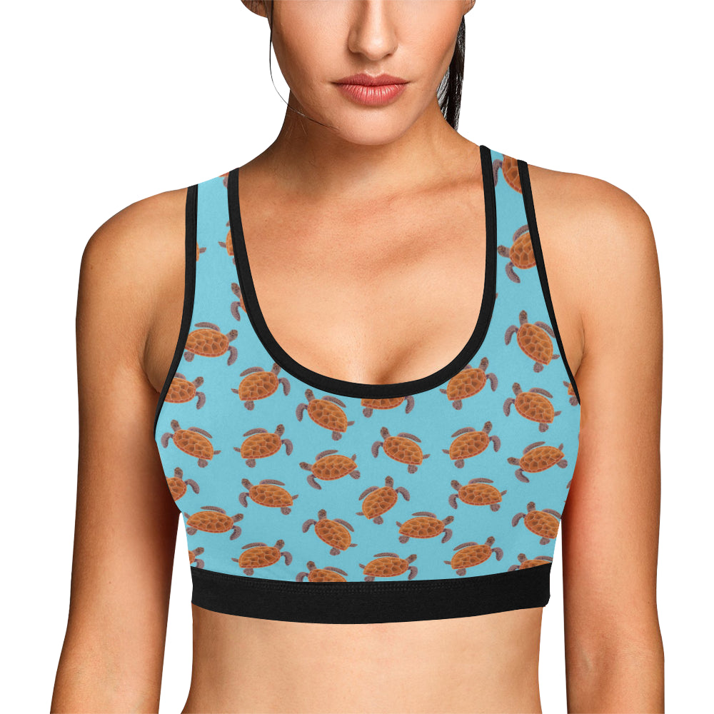 Brow Sea Turtle Print Pattern Sports Bra