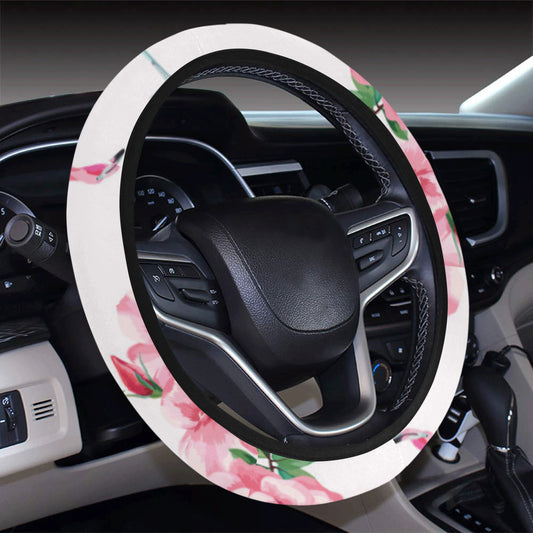 Flamingo Rose Pattern Steering Wheel Cover with Elastic Edge
