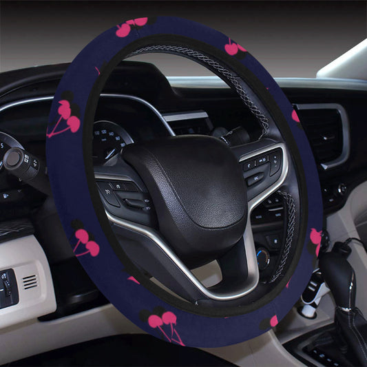 Cherry Pattern Print Design 02 Steering Wheel Cover with Elastic Edge