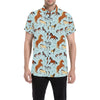 Horse Cute Themed Pattern Print Men's Short Sleeve Button Up Shirt