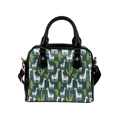 Llama Cactus Pattern Print Design 02 Shoulder Handbag