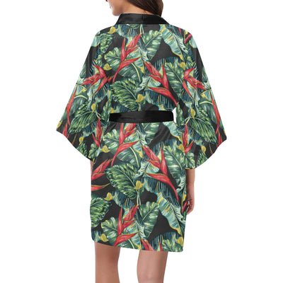 Bird Of Paradise Pattern Print Design BOP06 Women's Short Kimono