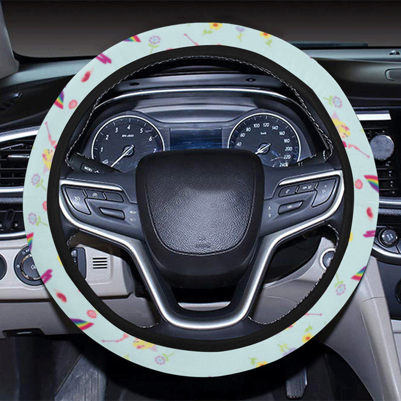 Fairy with Rainbow Print Pattern Steering Wheel Cover with Elastic Edge