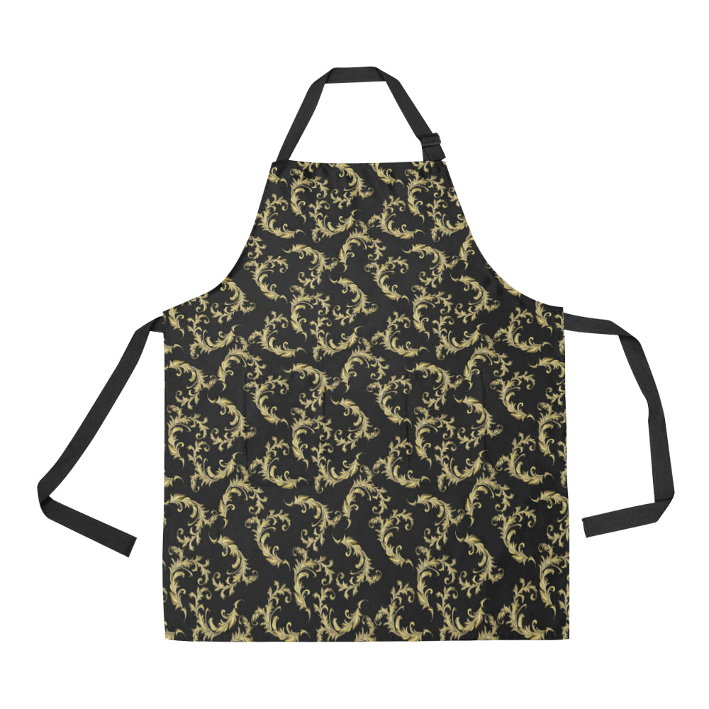 Baroque Golden Pattern Print Design 01 Apron with Pocket