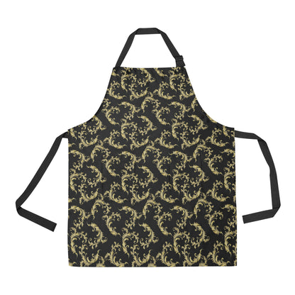 Baroque Golden Pattern Print Design 01 Apron with Pocket