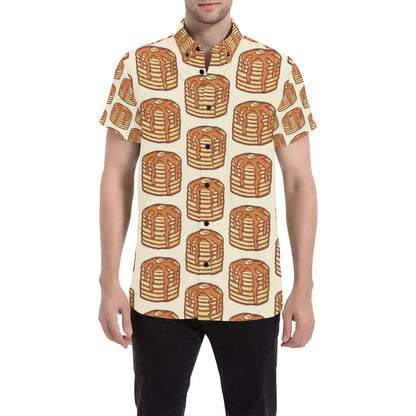 Pancake Pattern Print Design A02 Men's Short Sleeve Button Up Shirt