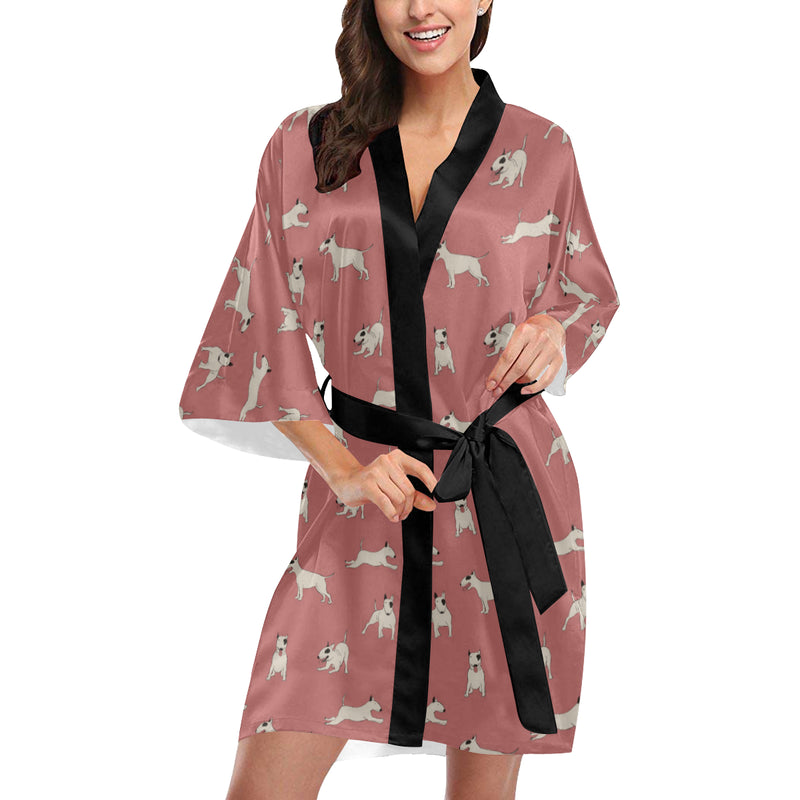 Bull Terriers Pattern Print Design 09 Women's Short Kimono