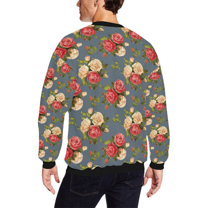 Rose Pattern Print Design RO017 Men Long Sleeve Sweatshirt