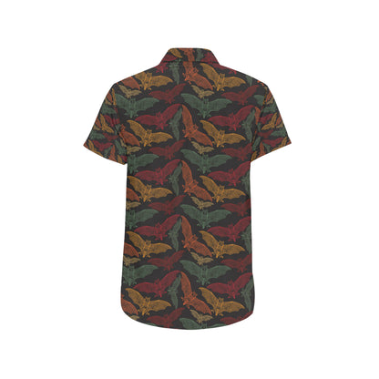Bat Tribal Pattern Print Design 03 Men's Short Sleeve Button Up Shirt