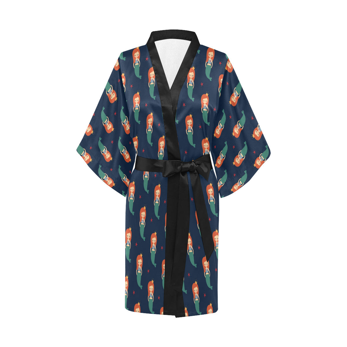 Mermaid Girl Pattern Print Design 01 Women's Short Kimono