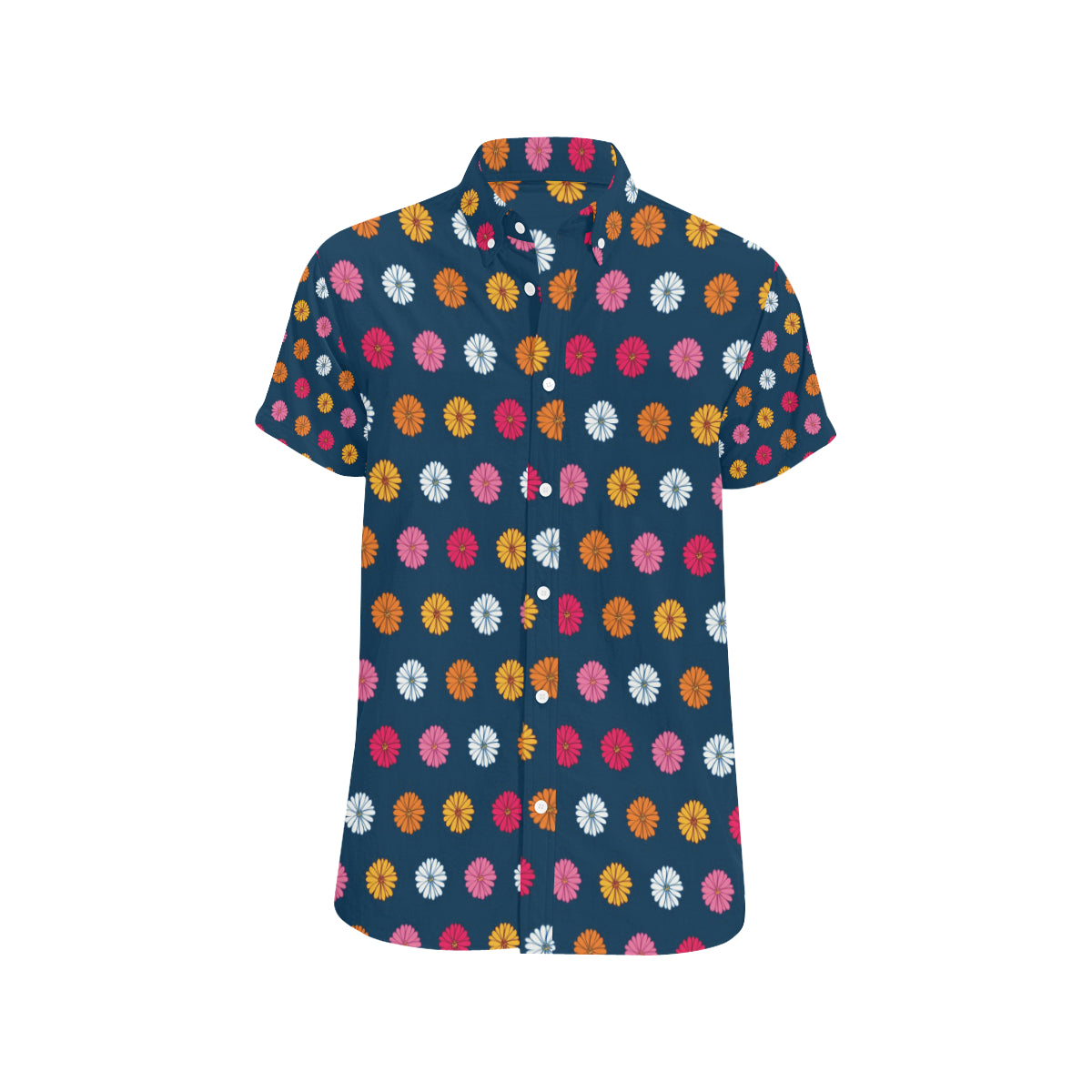Gerberas Pattern Print Design GB06 Men's Short Sleeve Button Up Shirt