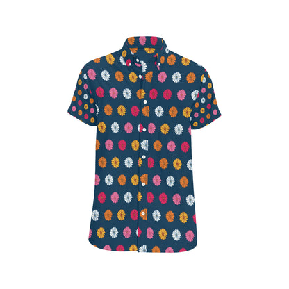 Gerberas Pattern Print Design GB06 Men's Short Sleeve Button Up Shirt