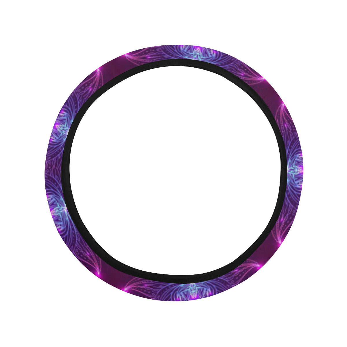 lotus Pattern Print Design LO01 Steering Wheel Cover with Elastic Edge