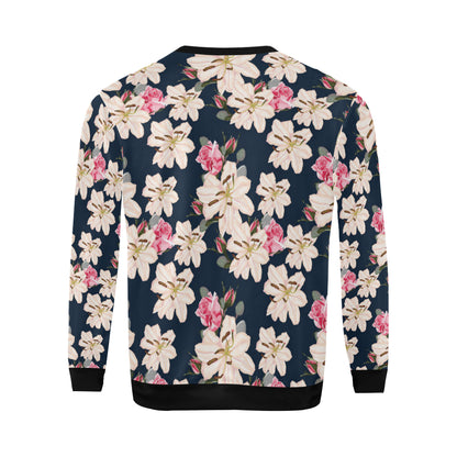 Lily Pattern Print Design LY04 Men Long Sleeve Sweatshirt