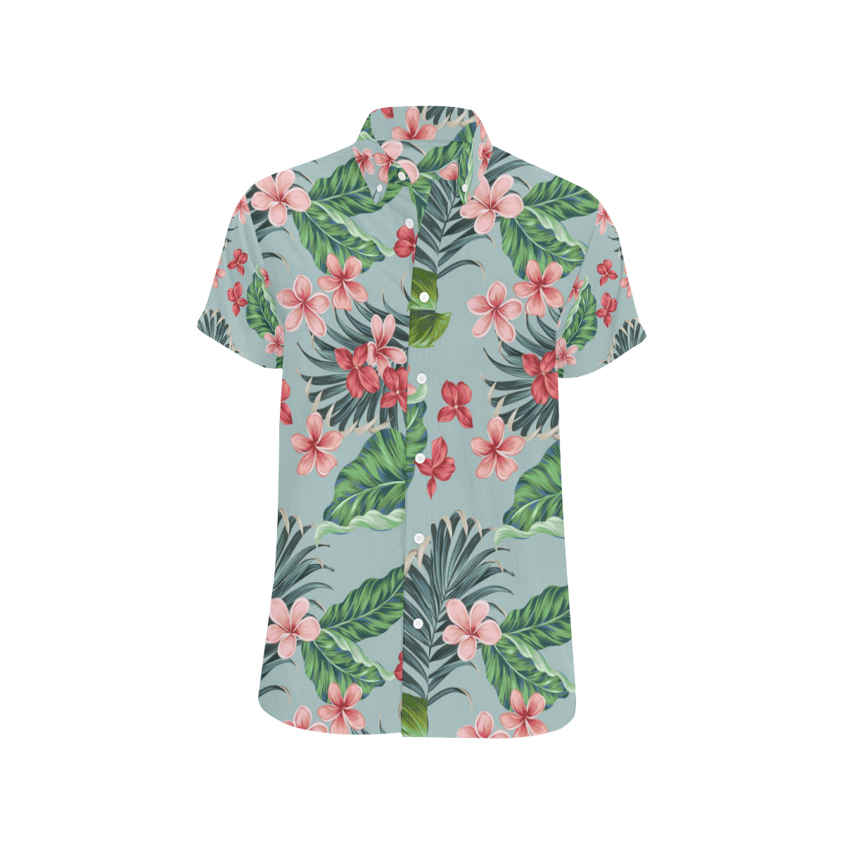Plumeria Pattern Print Design PM027 Men's Short Sleeve Button Up Shirt