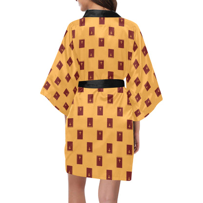 Bible Pattern Print Design 05 Women's Short Kimono