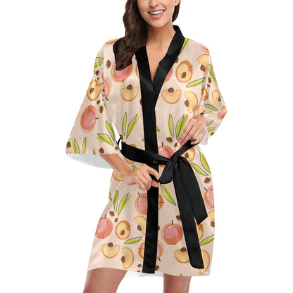 Peach Pattern Print Design A01 Women's Short Kimono
