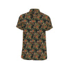 Horse Embroidery with Flower Design Men's Short Sleeve Button Up Shirt