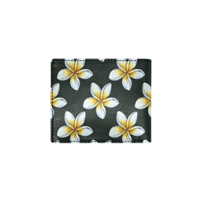White Plumeria Pattern Print Design PM022 Men's ID Card Wallet