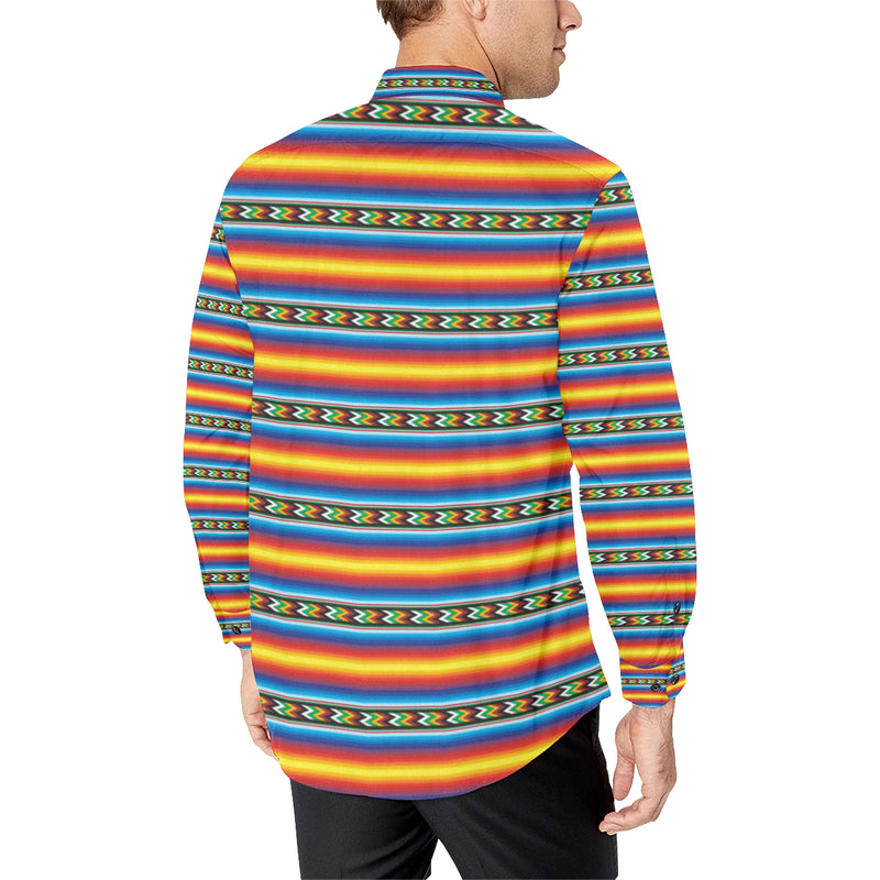 Mexican Blanket ZigZag Print Pattern Men's Long Sleeve Shirt