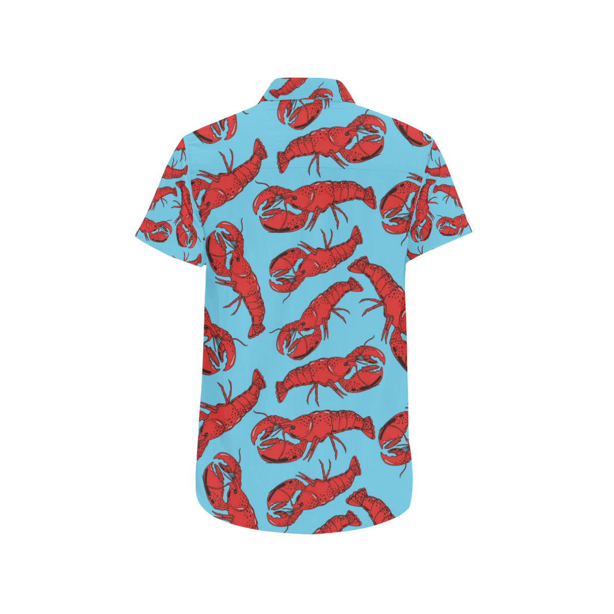 Lobster Red Pattern Print Design 03 Men's Short Sleeve Button Up Shirt