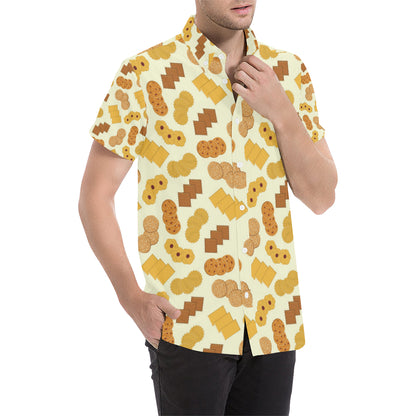 Cookie Pattern Print Design 06 Men's Short Sleeve Button Up Shirt