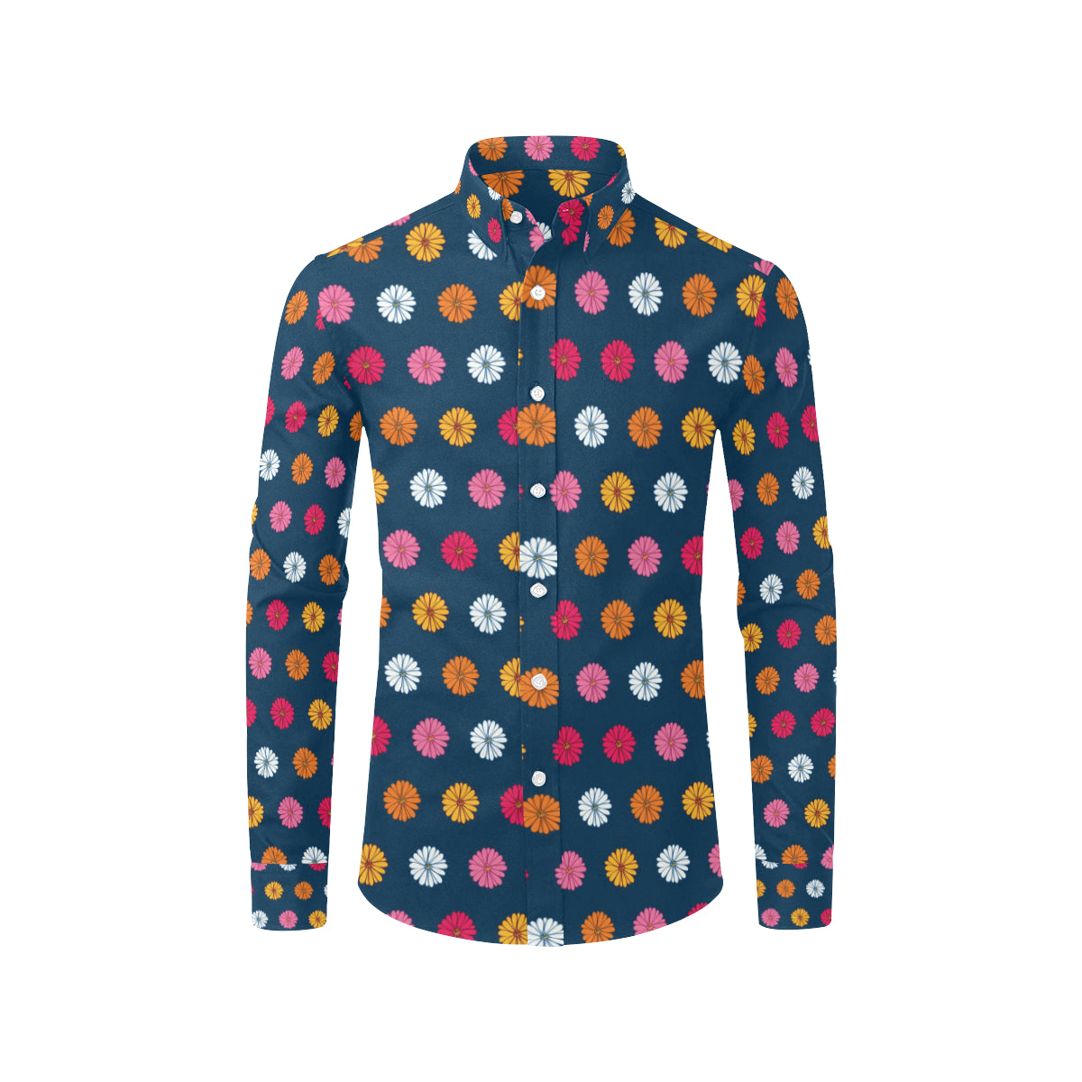 Gerberas Pattern Print Design GB06 Men's Long Sleeve Shirt