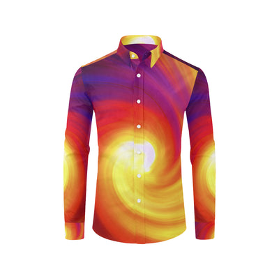 Vortex Twist Swirl Flame Themed Men's Long Sleeve Shirt