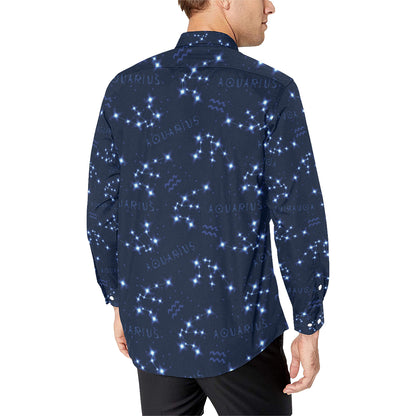 Aquarius Zodiac Pattern Print Design 02 Men's Long Sleeve Shirt