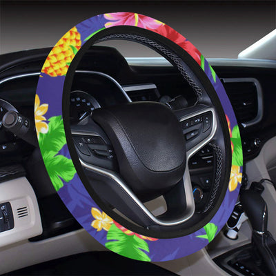 Hawaiian Themed Pattern Print Design H05 Steering Wheel Cover with Elastic Edge